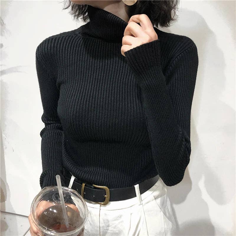 Blak Wardrob - Wholesale Knitted jumper – Women′s - Turtleneck Women Korean Sweater15