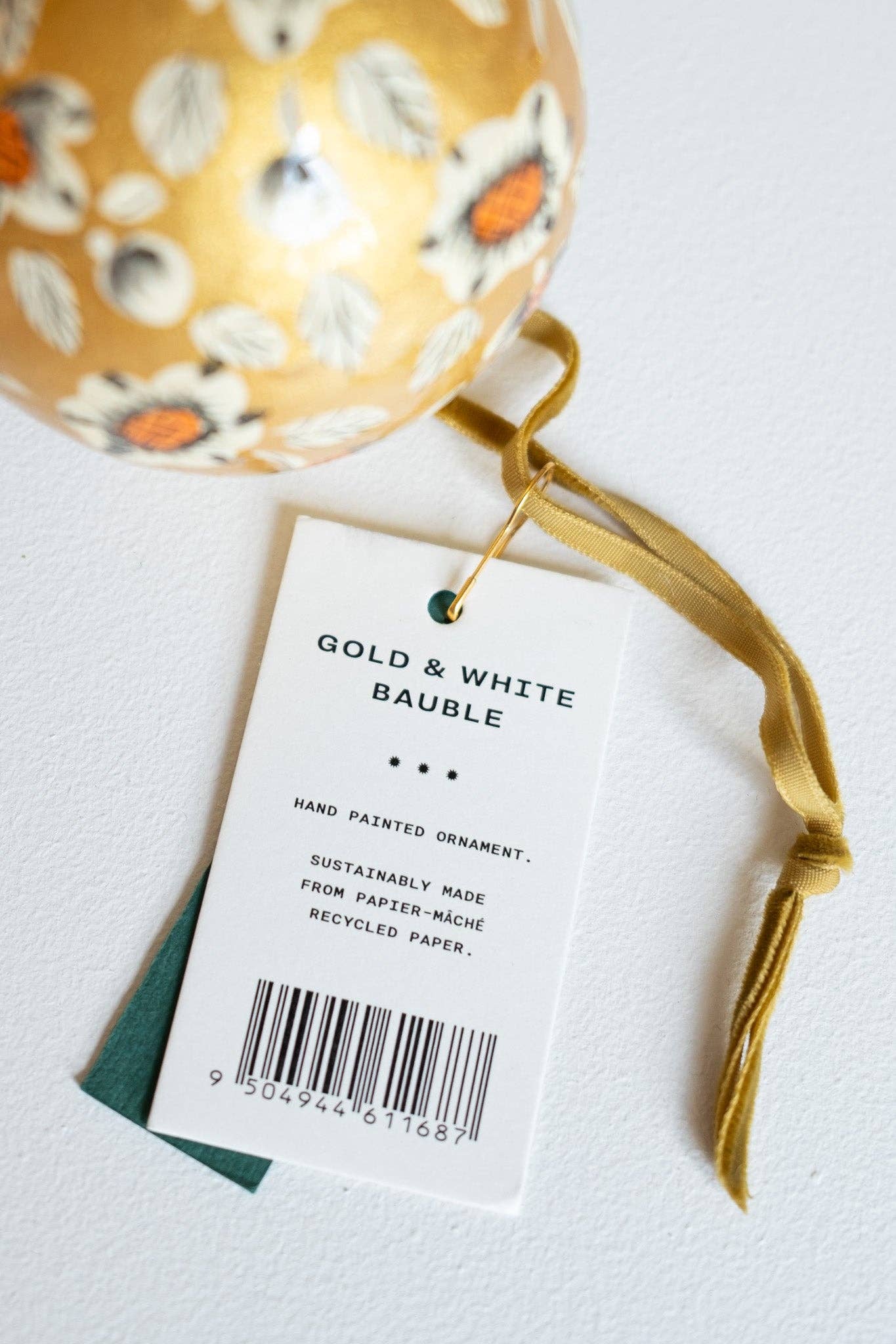 East End Press – wholesale Ornament – Gold and White Bauble2