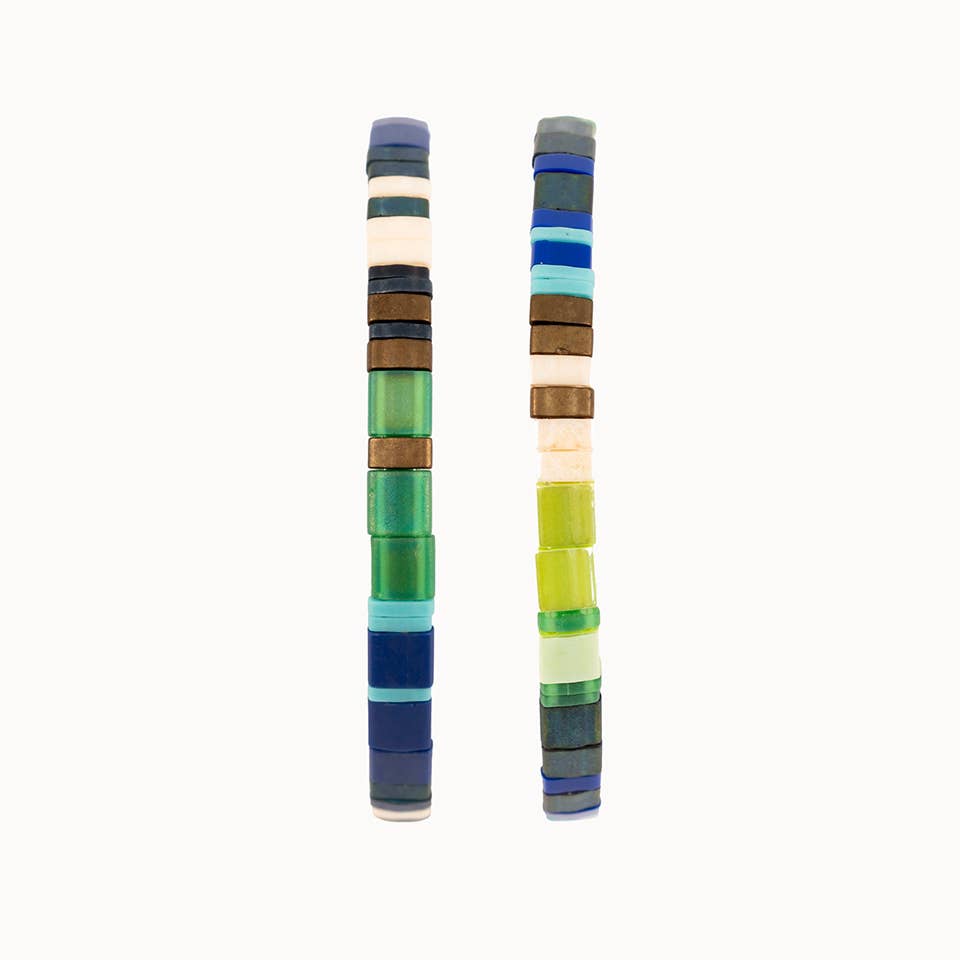 Altiplano - Wholesale Beaded Bracelet - Handmade Tila Bead Stretch Bracelet - PAIR0