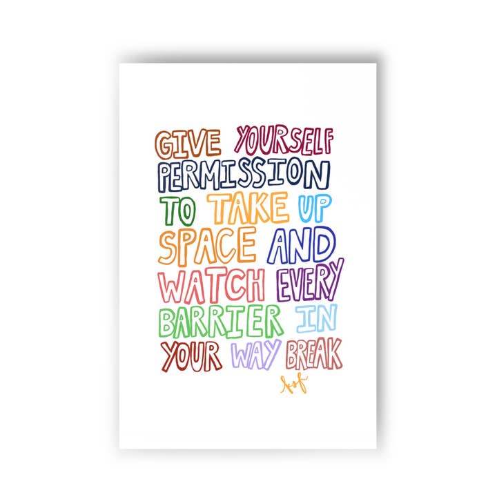 give yourself permission postcard for wholesale by Reminders To My Future Self