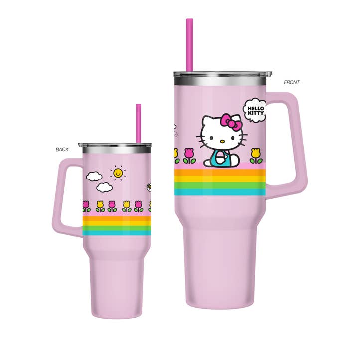 Silver Buffalo - Wholesale Insulated Mug/Tumbler - Hello Kitty Cactus 40oz Stainless Steel Tumbler w/ Handle