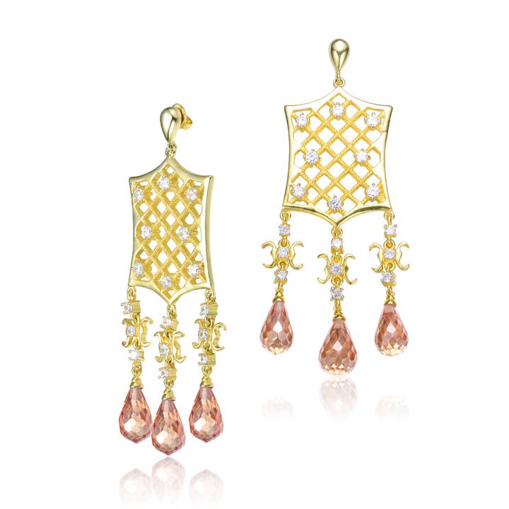 BOUCLES D'OREILLES CHAMPAGNE BRIOLLETTE CZ (MP) (1382-C) pour la vente par Genevive