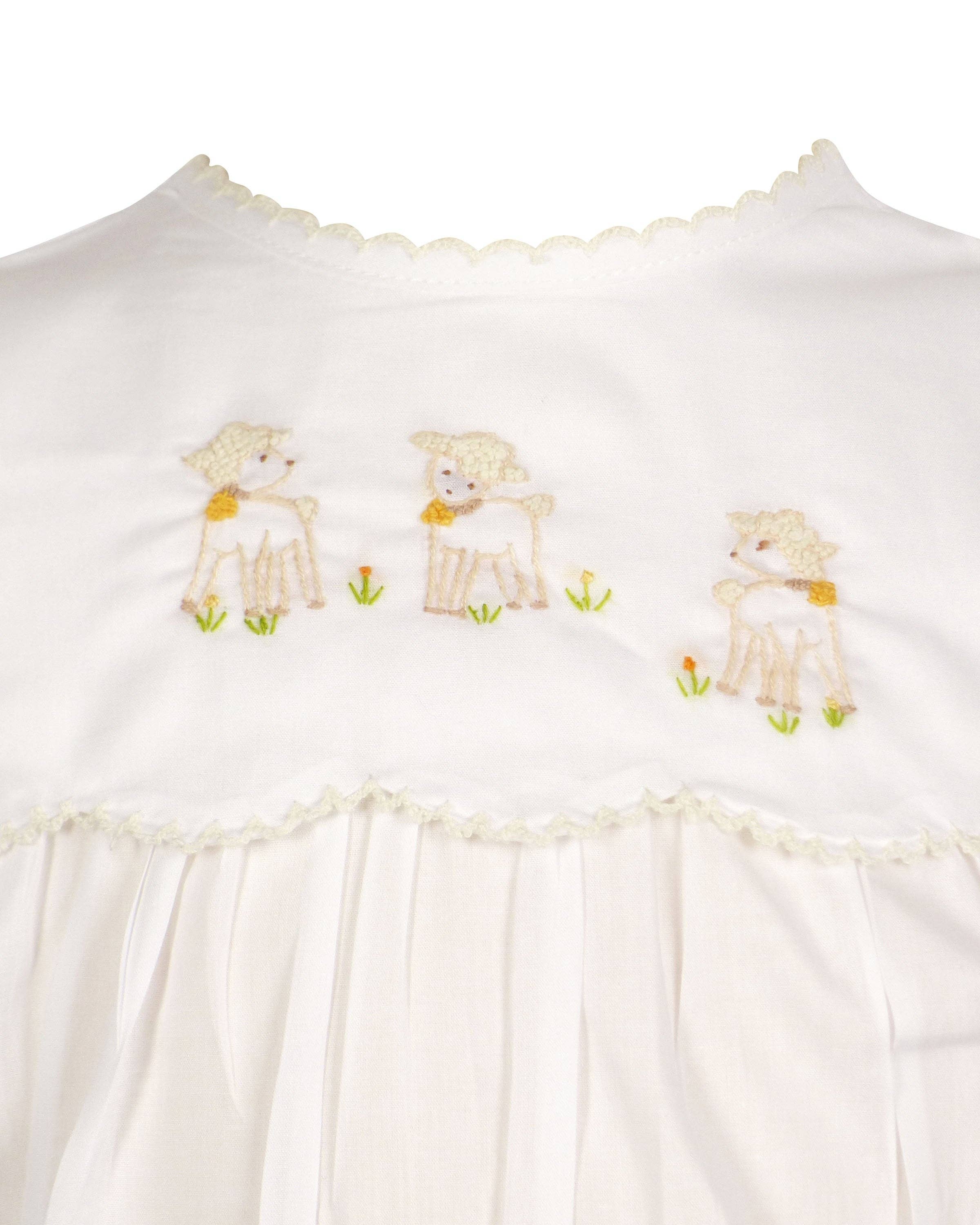 The Yellow Lamb – wholesale Baby gown – Baby – Lambikins Daygown & Diaper Cover - Woven Cream - Scalloped Y1