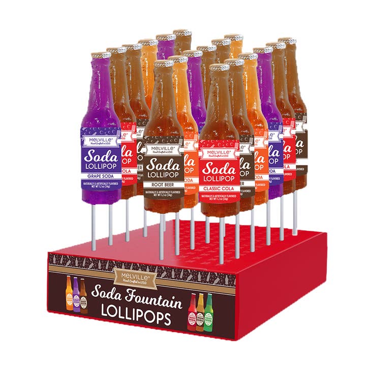 Grandpa Joe's Candy Shop - Wholesale Lollipop - Melville Lollipops, Soda Fountain, 24ct Assortment