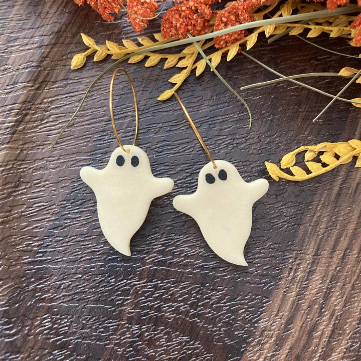 KLA Designs - Wholesale Dangle Earrings - Ghost Polymer Clay Earrings (Glow in the Dark)