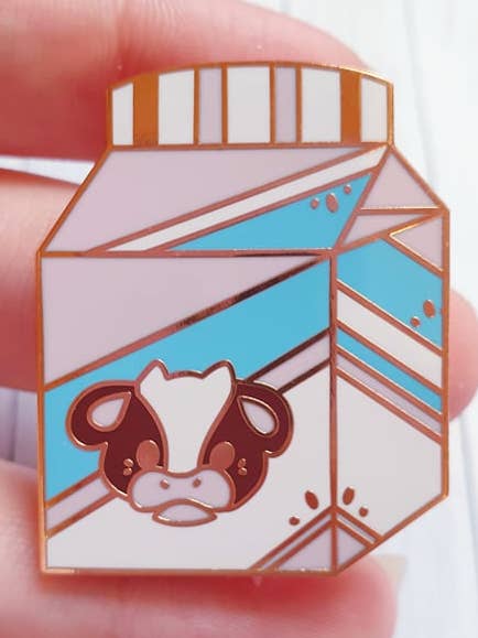 Carton Cow Pin for wholesale by Ellesdoodlebox