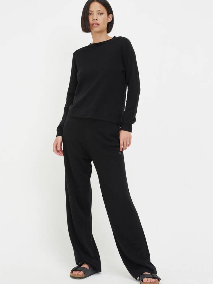 Black Cashmere Wide-Leg Pants for wholesale by Chinti & Parker