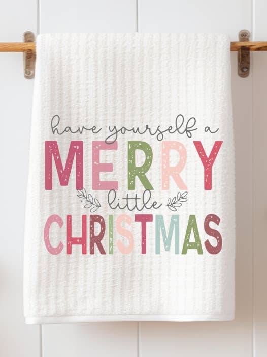Have Yourself a Merry Little Christmas Waffle Weave Towel for wholesale by SHY Designs, LLC