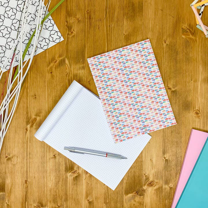 PepMelon - Wholesale Notebook - Dotted notebook, 108 page, soft touch cover, A4/A5/A5 pad, 24 color drop and tile pattern, black, blue, red, green, purple22