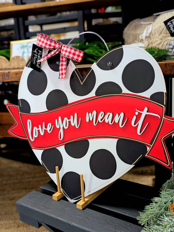 Love You Mean It Heart Door Hanger for wholesale by Pocketful of Posies