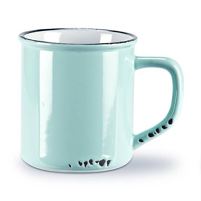 Abbott - Wholesale Coffee Mug - Enamel Look Mug-Blu/Grn-4"H-(14oz)-10330
