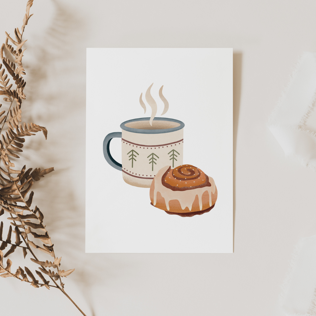 Tilda&Theo - Wholesale Postcard - Postcard Camping Mug & Cinnamon Roll Norway Greeting Card4
