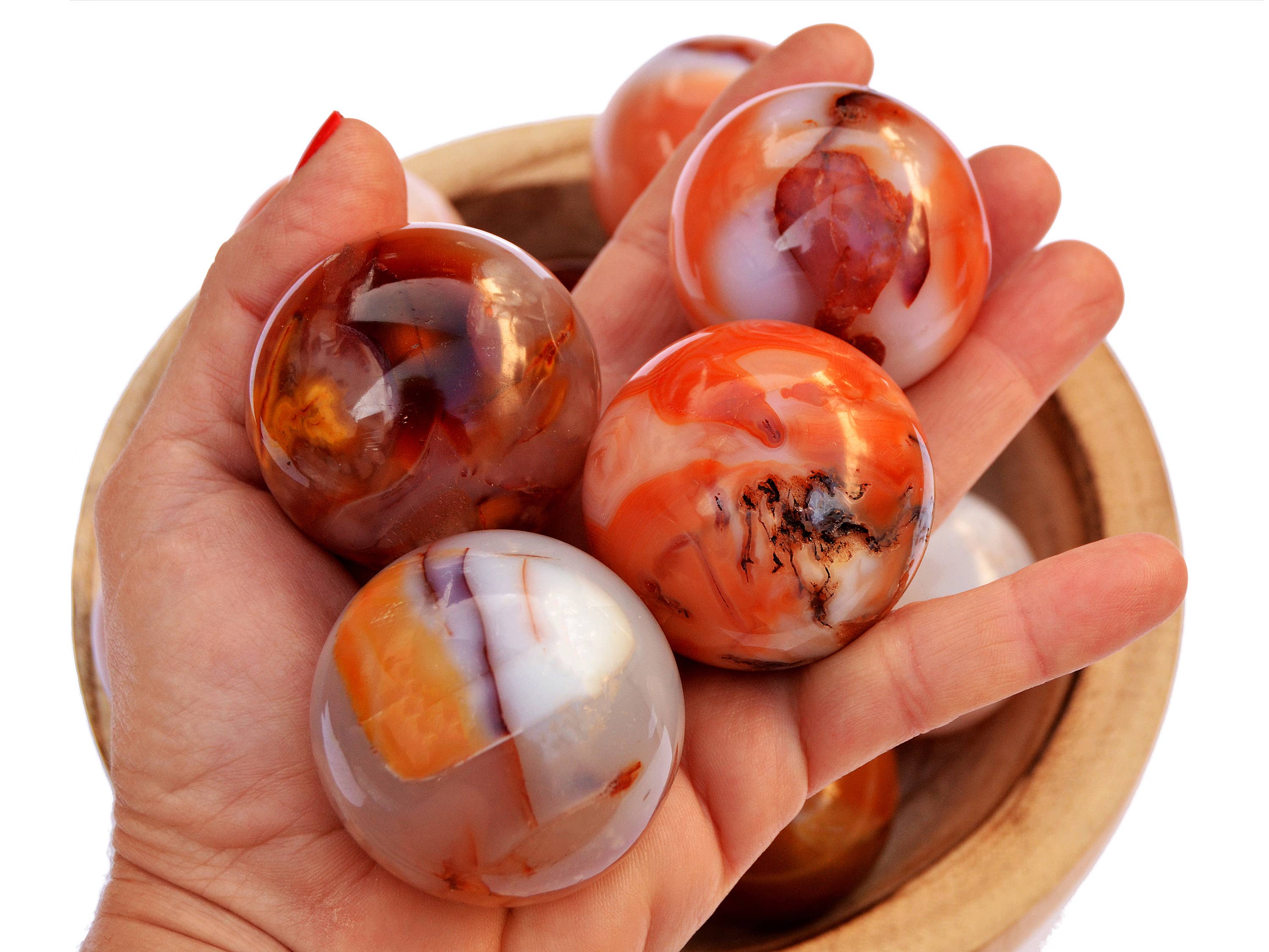 Kaia & Crystals - Wholesale Spiritual Stone/Crystal - Red Carnelian Sphere Stone (45mm - 65mm)2