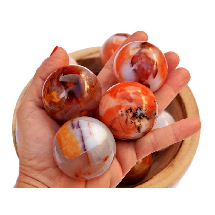 Kaia & Crystals - Wholesale Spiritual Stone/Crystal - Red Carnelian Sphere Stone (45mm - 65mm)2