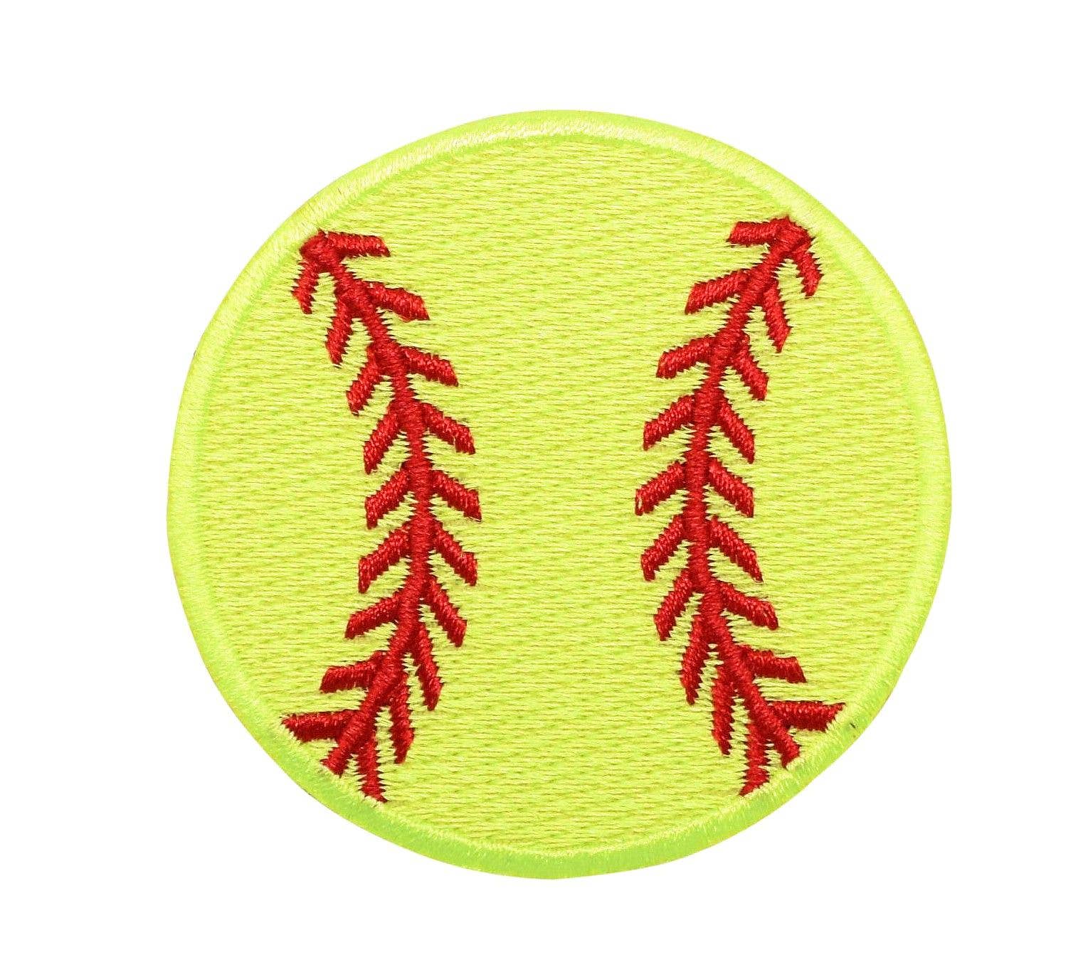 Wholesale Applique - Wholesale Patch - 1.5" - Softball Neon Yellow Iron on Patch Embroidered
