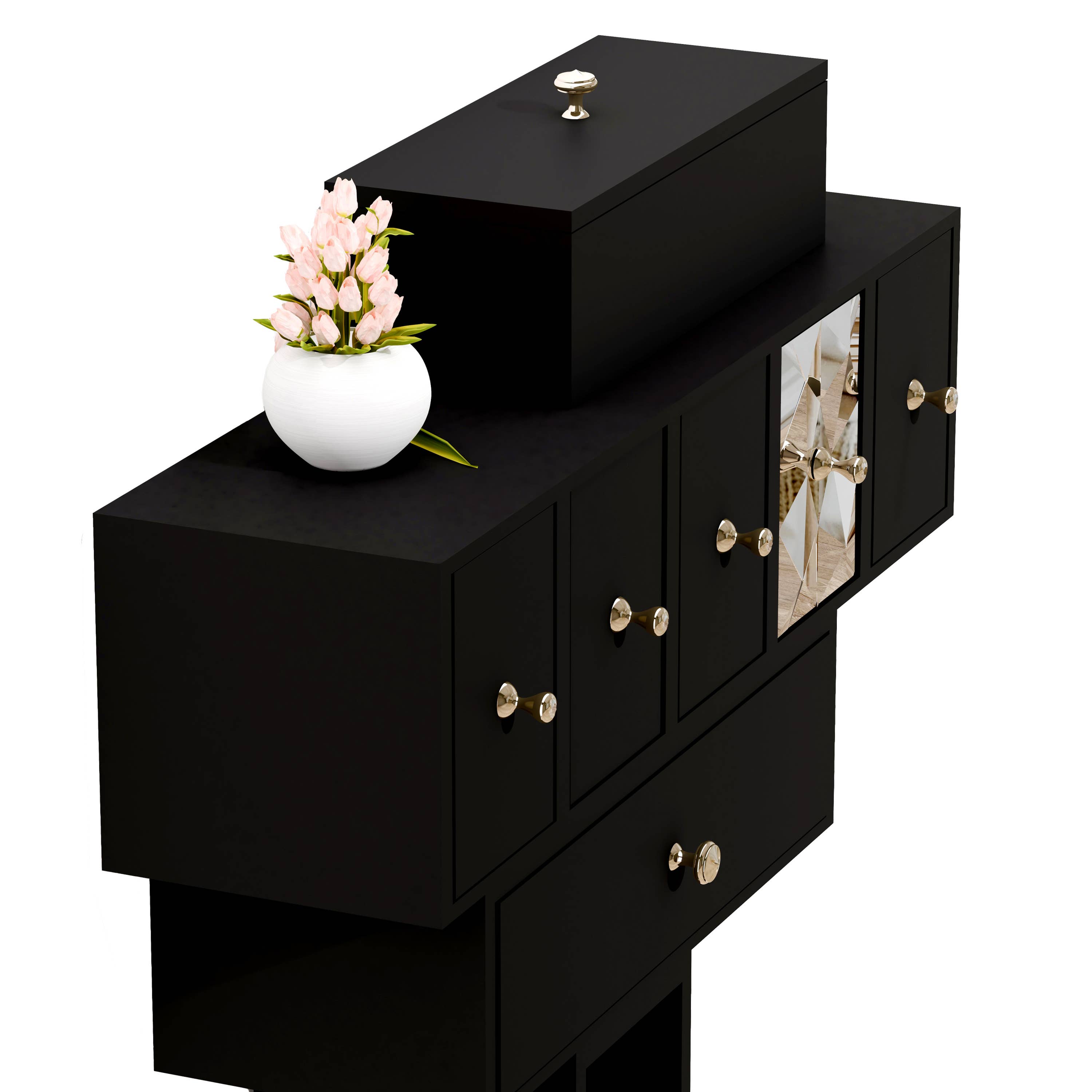 Onn Studio By Merit Home - Vente Console - Console à une jambe avec 5 tiroirs - meuble d'artisanat3