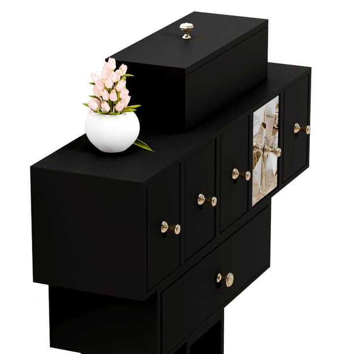 Onn Studio By Merit Home - Vente Console - Console à une jambe avec 5 tiroirs - meuble d'artisanat3