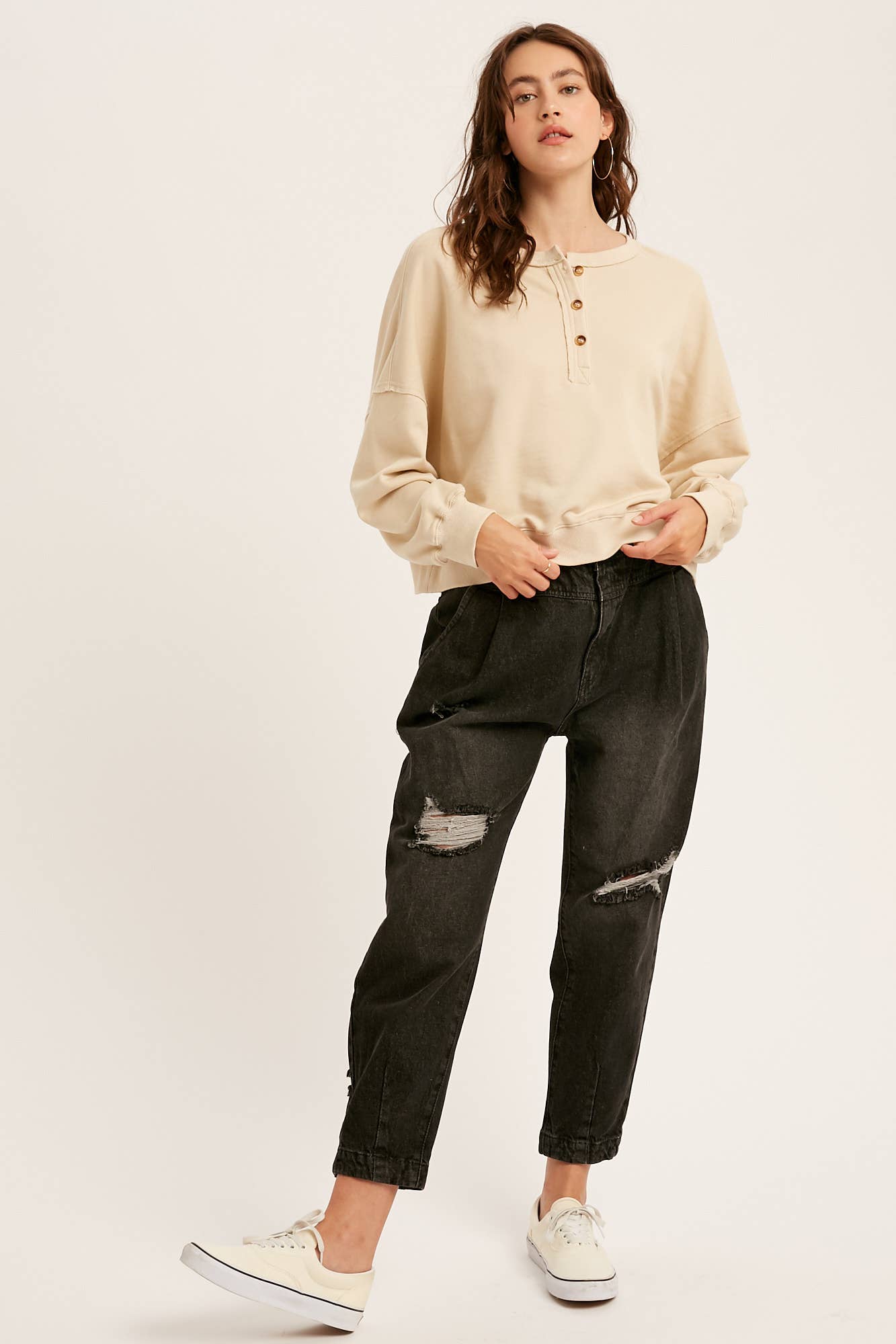 Listicle - Wholesale Knit Top - Women's - Henley Button Soft Knit Top LT111222