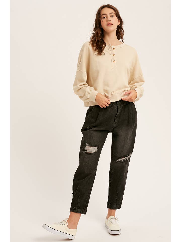 Listicle - Wholesale Knit Top - Women's - Henley Button Soft Knit Top LT111222