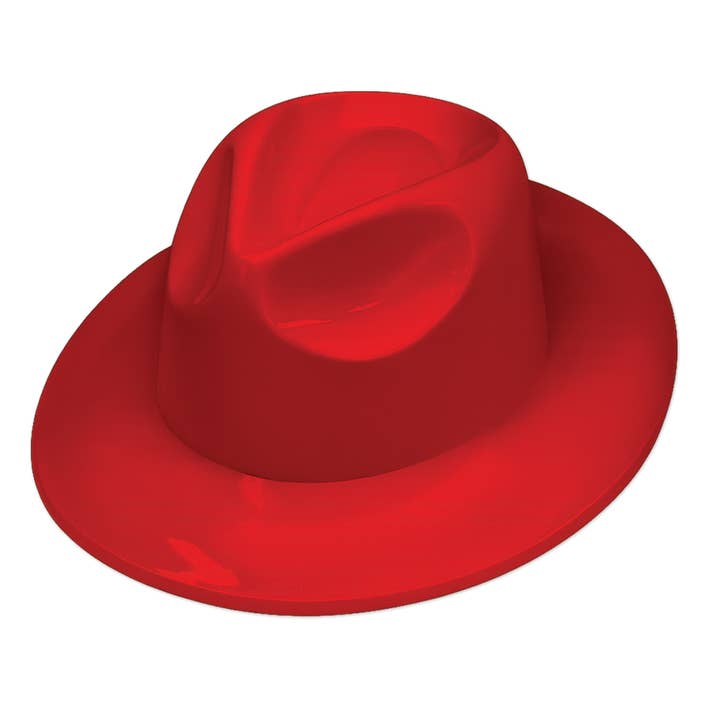 Fedora in plastica rossa, taglia unica adatta alla maggior parte per la vendita all'ingrosso da parte di Beistle