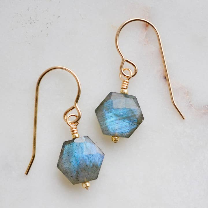 Hexagon Labradorit örhängen dinglar för wholesale av GEMNIA