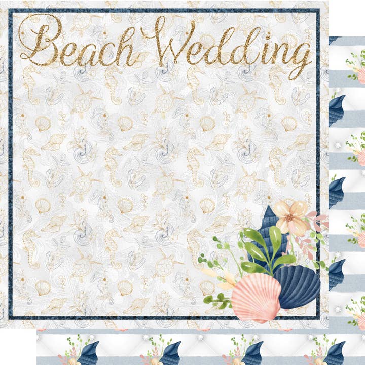 Seaside Wedding Collection Beach Wedding 12 x 12 Double-Sided Scrapbook Paper - 15 Pack for wholesale by SSC Wholesale