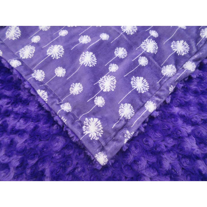 Minkee Baby Gifts - Wholesale Bedding Blanket - Kids & Baby - Purple Rose Swirl & Dandelion Minky Baby Blanket