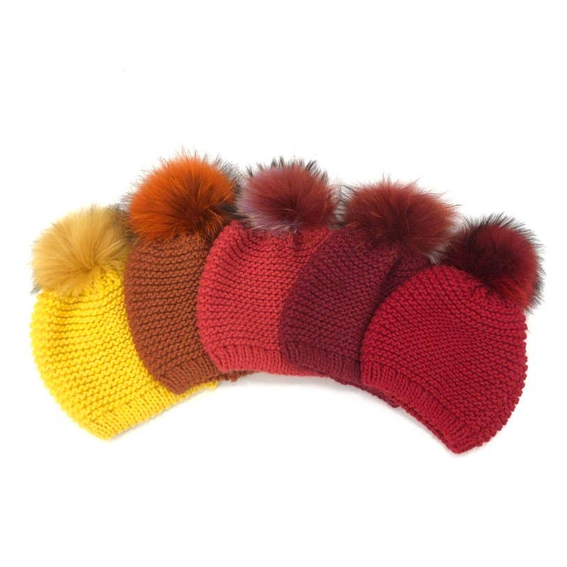 MILANO AMOUR - Wholesale Beanie - Women's - HAT WOOL BEANIE WITH REAL FUR POM POM12