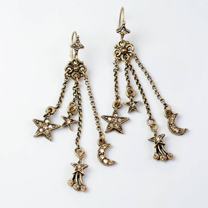 Månen & stjärna delikat Tofs Örhängen E1500 för wholesale av Sweet Romance Jewelry