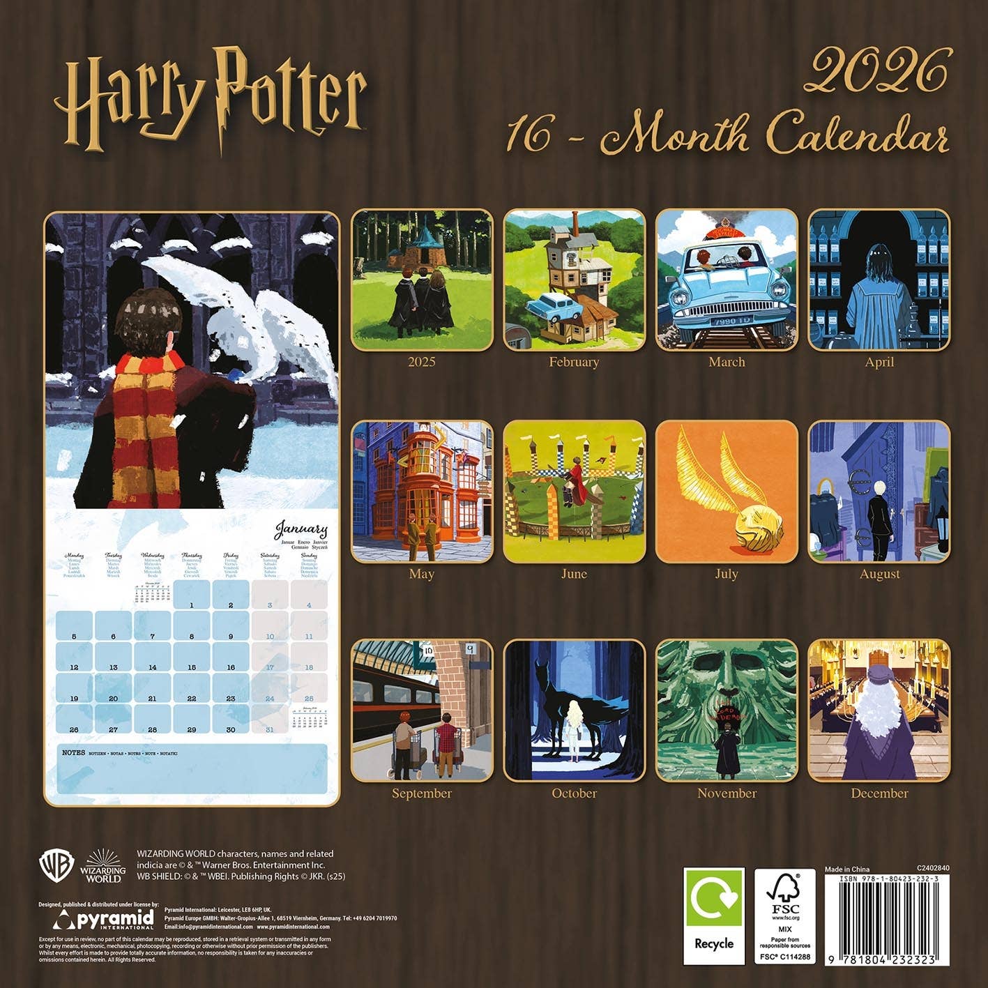 Pyramid International – Großhandel Kalender – Harry Potter (Illustration) Offizieller 2026 Quadratkalender1