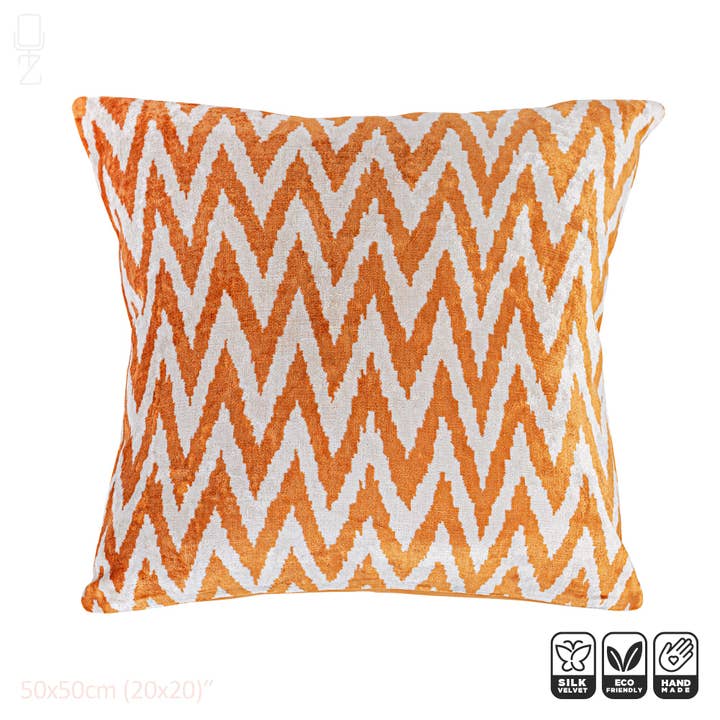 Kanel Zig Zag Silk sammet örngott med storleksalternativ för wholesale av OyzShop