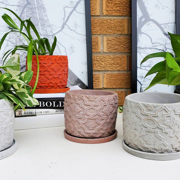 Geocentric Minimalist Concrete Planter With Drainage for wholesale by House Americana
