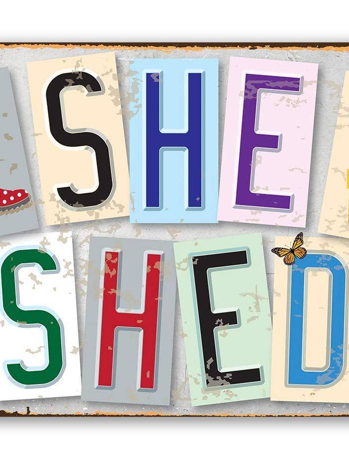 Rustic Metal Sign | She Shed for wholesale by Lone Star Art Metal Signs
