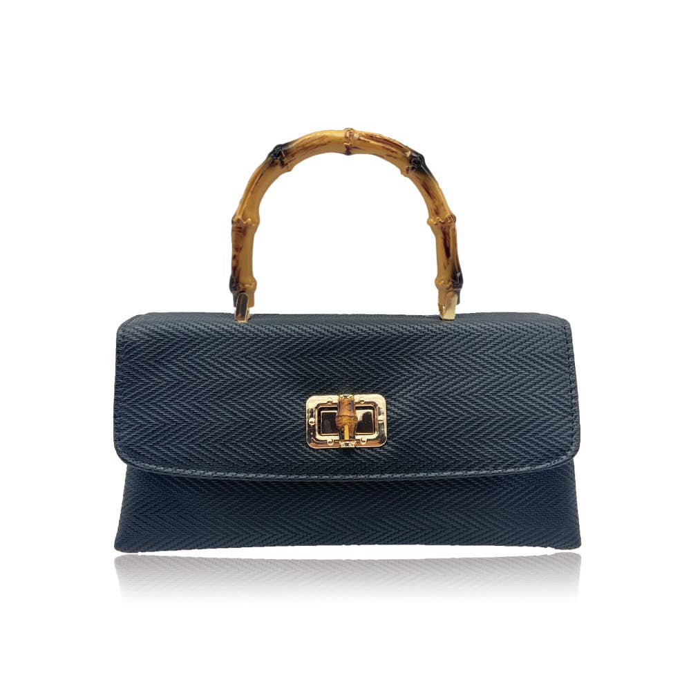 Belle Trading Ltd - Wholesale Top Handle Bag - Women's - Belle Turn Lock Bamboo Handle Evening Bag