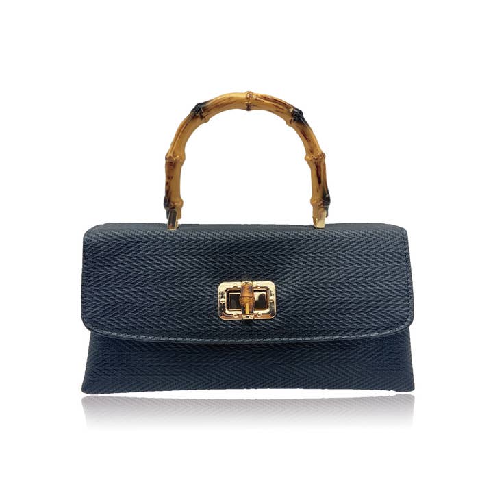Bamboo handle2way bag/モノトーンレオパ Wholesale bamboo purse for your store