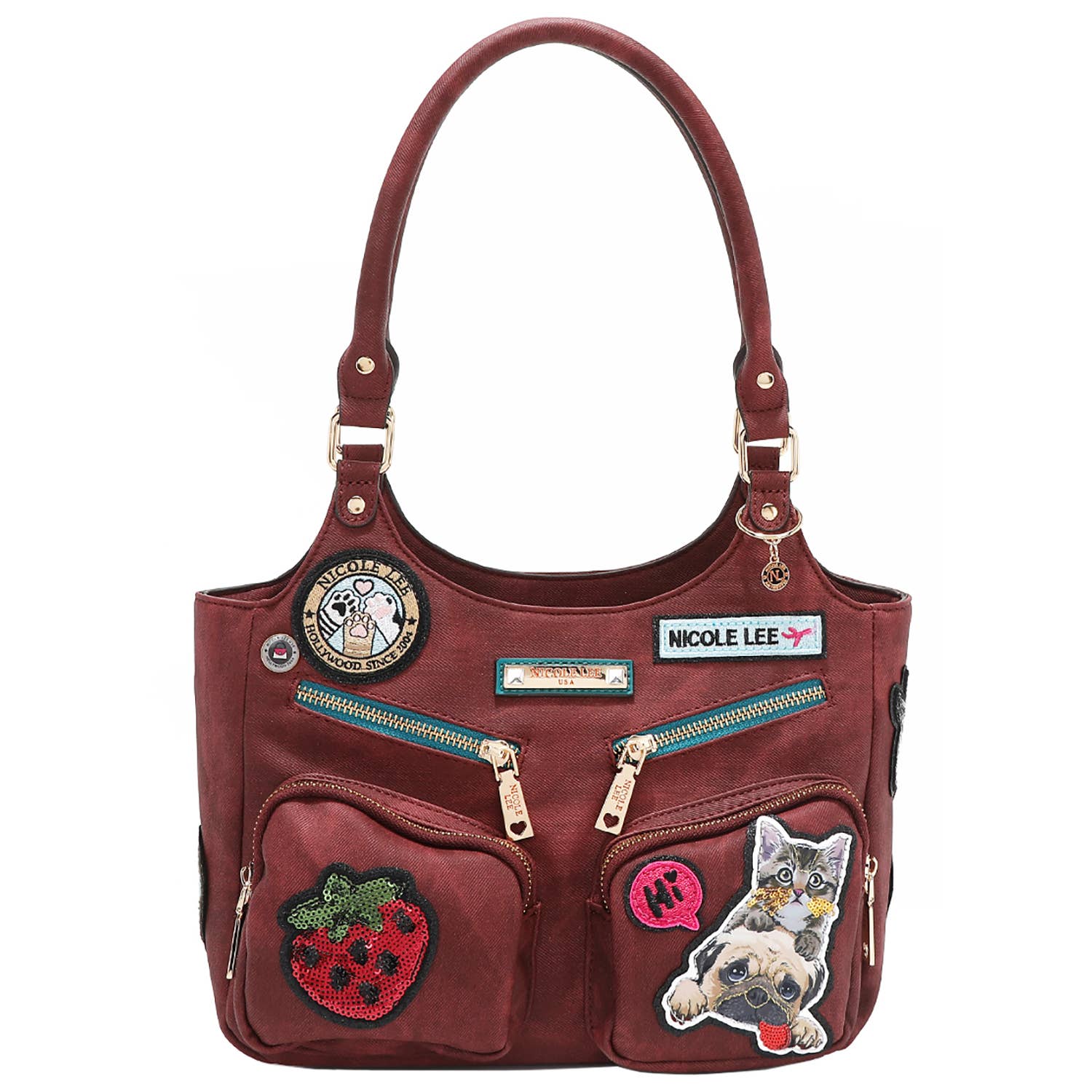 M&M HANDBAGS, LLC. – wholesale Drawstring bag – women's – P17084 MULTI PATCH SHOULDER BAG4