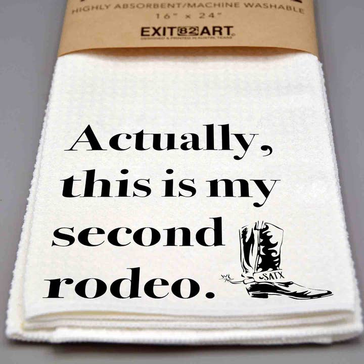 Deuxième Rodéo - Torchon en nid d'abeille 16" x 24" pour la vente par EXIT82ART