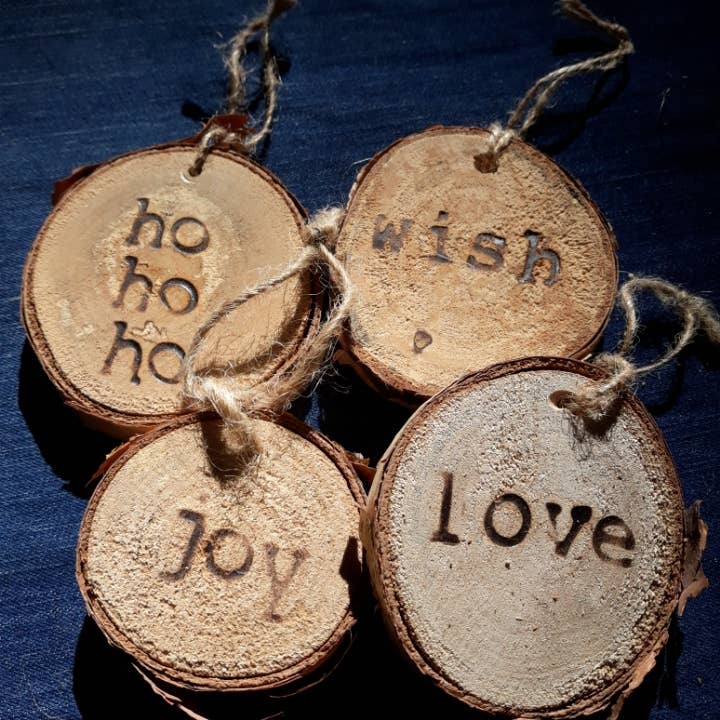 Wood Slice Ornament for wholesale by Cards by Design