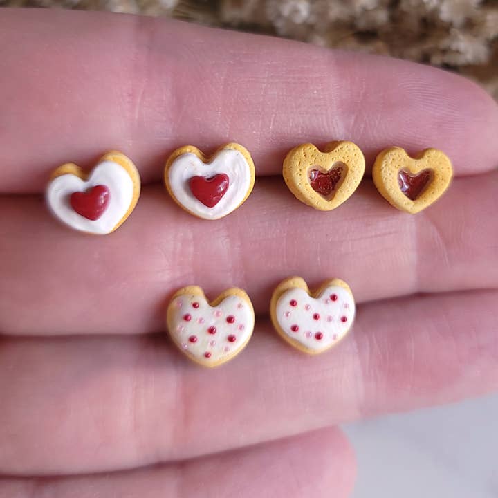 Valentines Day Sugar Cookie Heart Sweet Treats Stud earrings for wholesale by Foxy Method