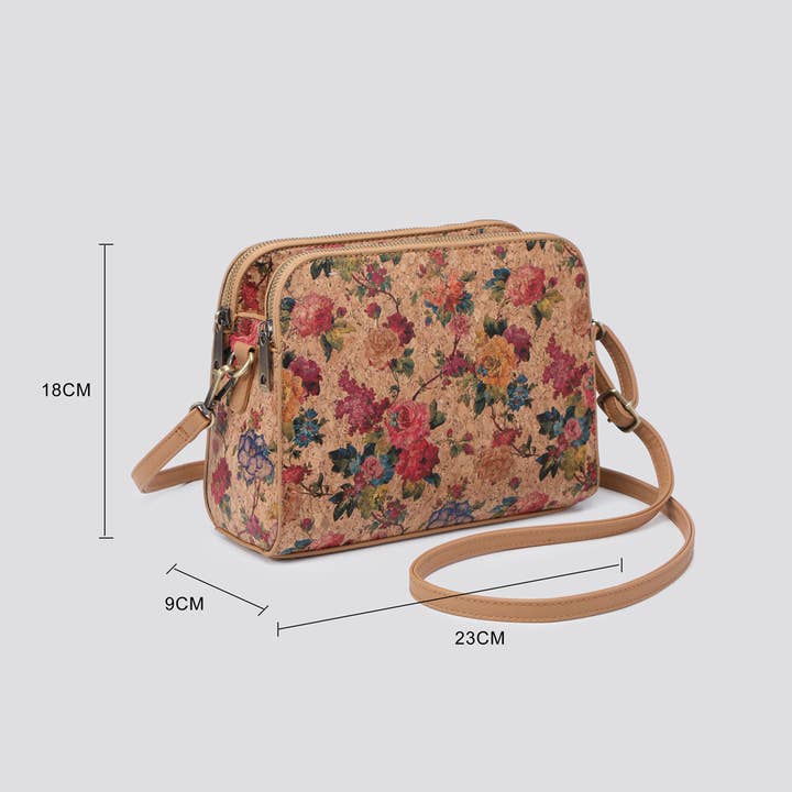 House of Milano - Wholesale Top Handle Bag - Women's - 3145 Cork Triple Compartment Crossbody Bag6