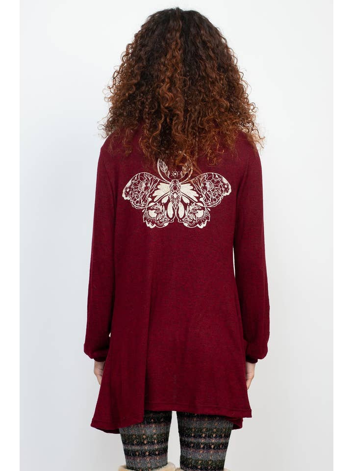 Lakhays Collection Inc. - Wholesale Cardigan - Women's - Floral Moth Long Button Cardigan