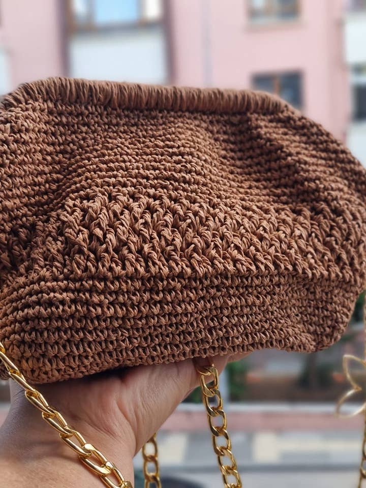 Pochette da sera CHQEL per donna, borsa all'uncinetto fatta a mano per la vendita all'ingrosso da parte di CHQEL