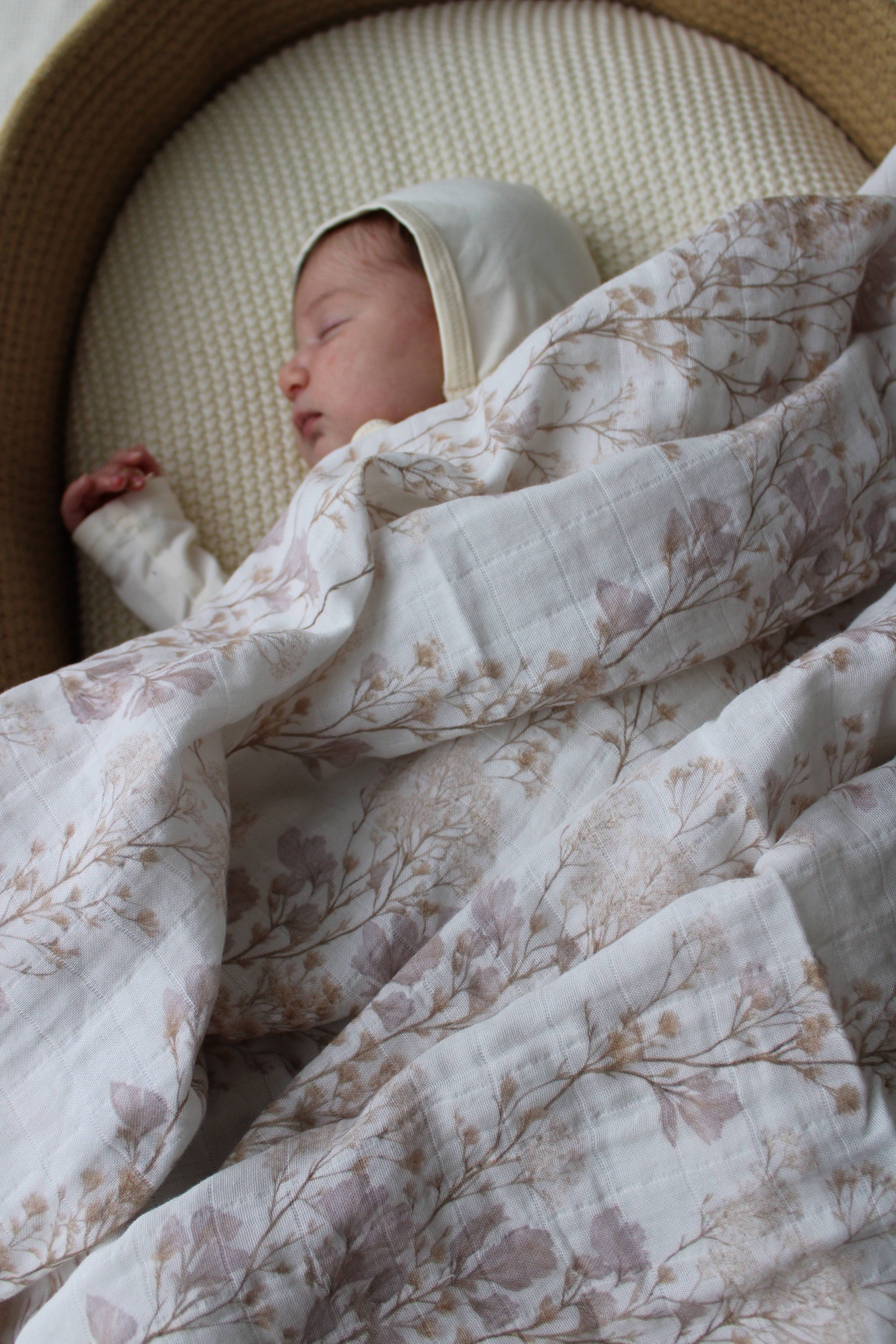 Little Threads - Wholesale Bedding Blanket - Kids & Baby - Delicate Neutral Branches Muslin Blanket2