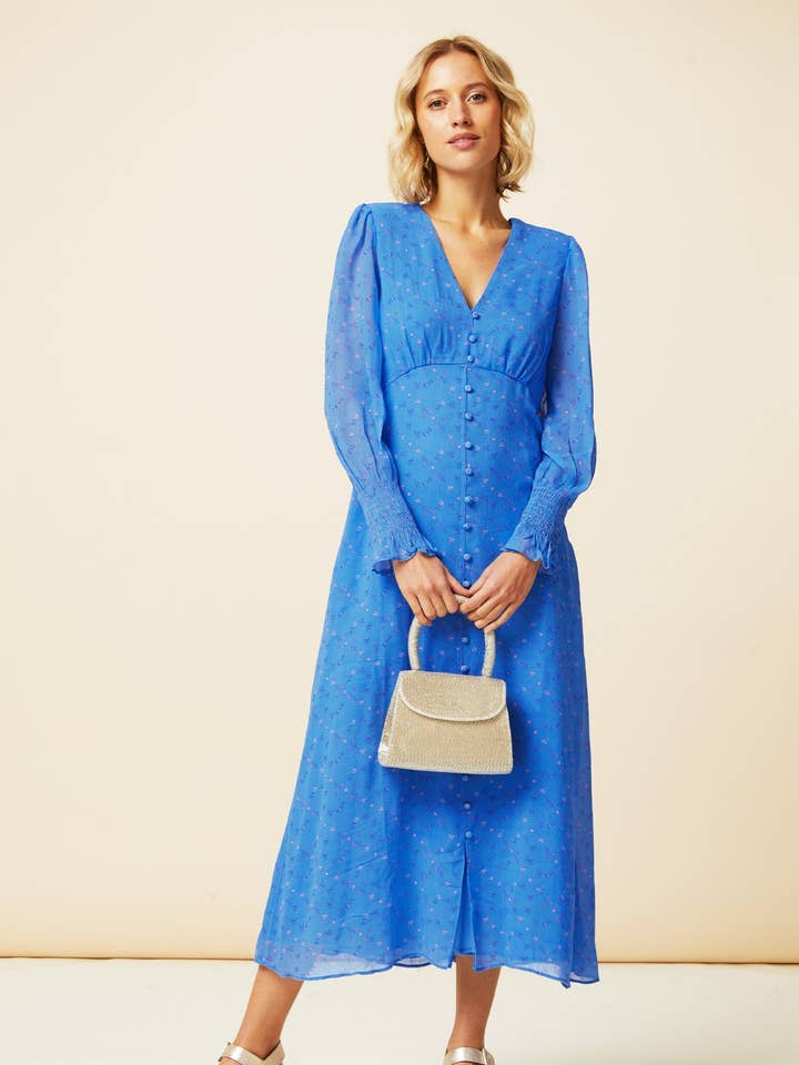 Long Sleeve Sally Anne Dress | Blue/Pink for wholesale by Aspiga