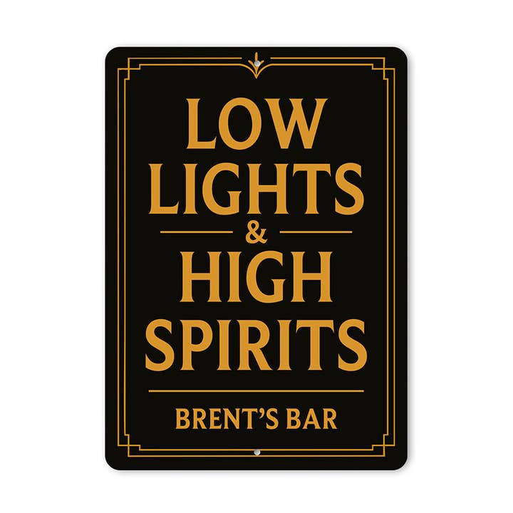 Vintage Lav Belysning & Høj Stemning Aluminium Bar Skilt for engroshandel hos Lizton Sign Shop, Inc
