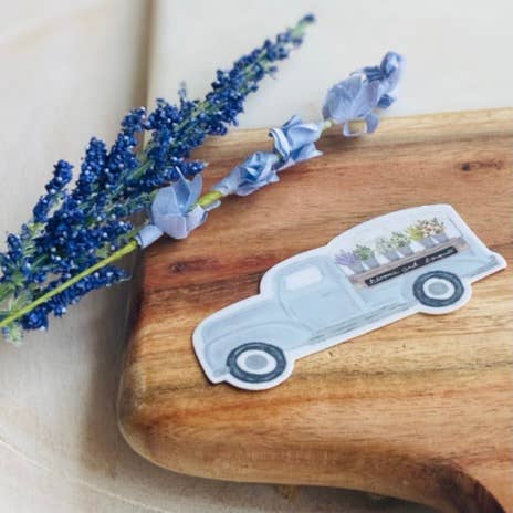 Makerie Day - Wholesale Sticker - Vintage Blue Flower Truck Sticker1