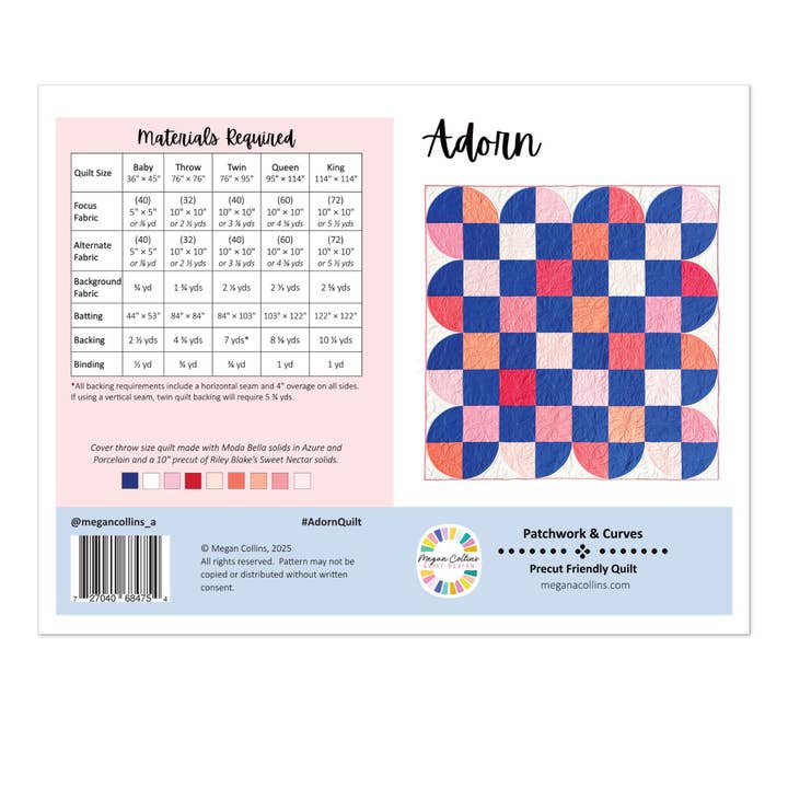 Adorn Quilt Pattern for wholesale by Megan Collins Quilt Design