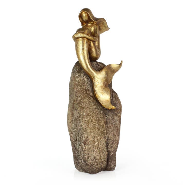 Gold Abstract Mermaid on Vertical Faux Stone Large for wholesale by Modern World by Contrast Inc.