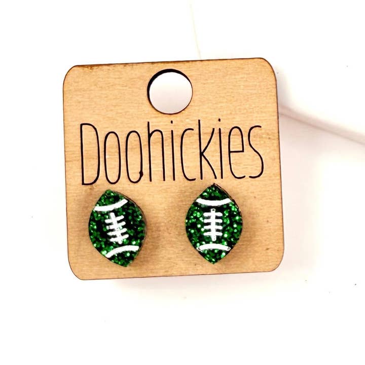 Doohickies - Wholesale Stud/Post Earrings - School Spirit Glitter Football Studs - Custom Spirit Earrings - 9 Color Options6