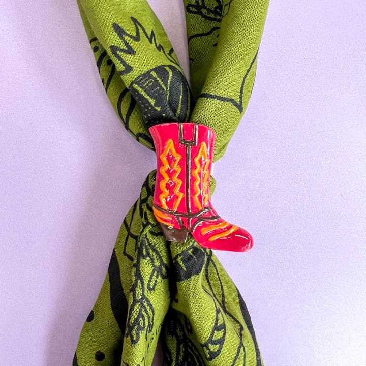 Velvet Outlaw - Wholesale Scarf Clip - Women's - Colorful Cowboy Boot Bandana Slide - Multiple Colors